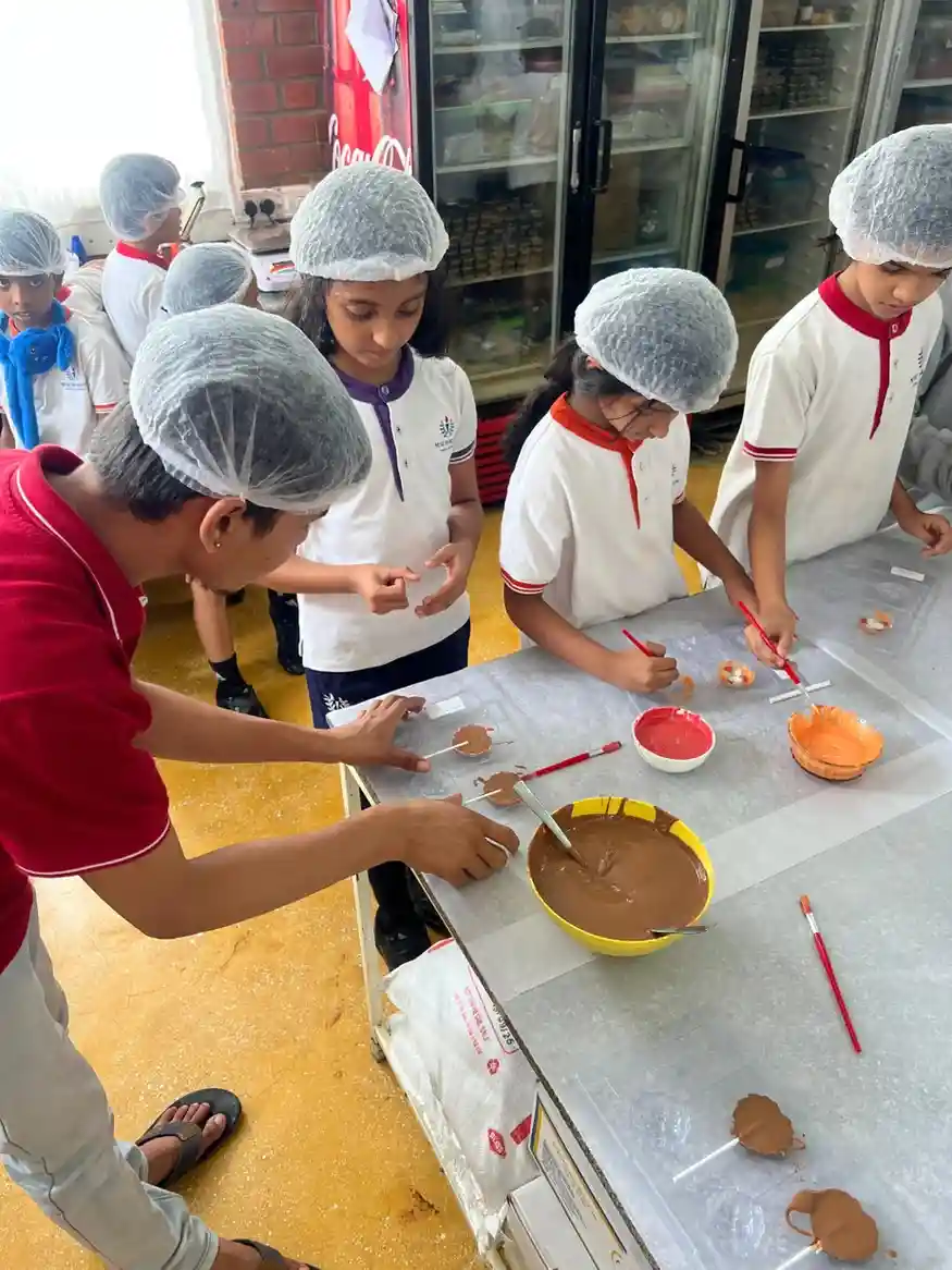 Students learning in the field